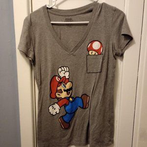 grey Super Mario women's v neck t shirt size xl